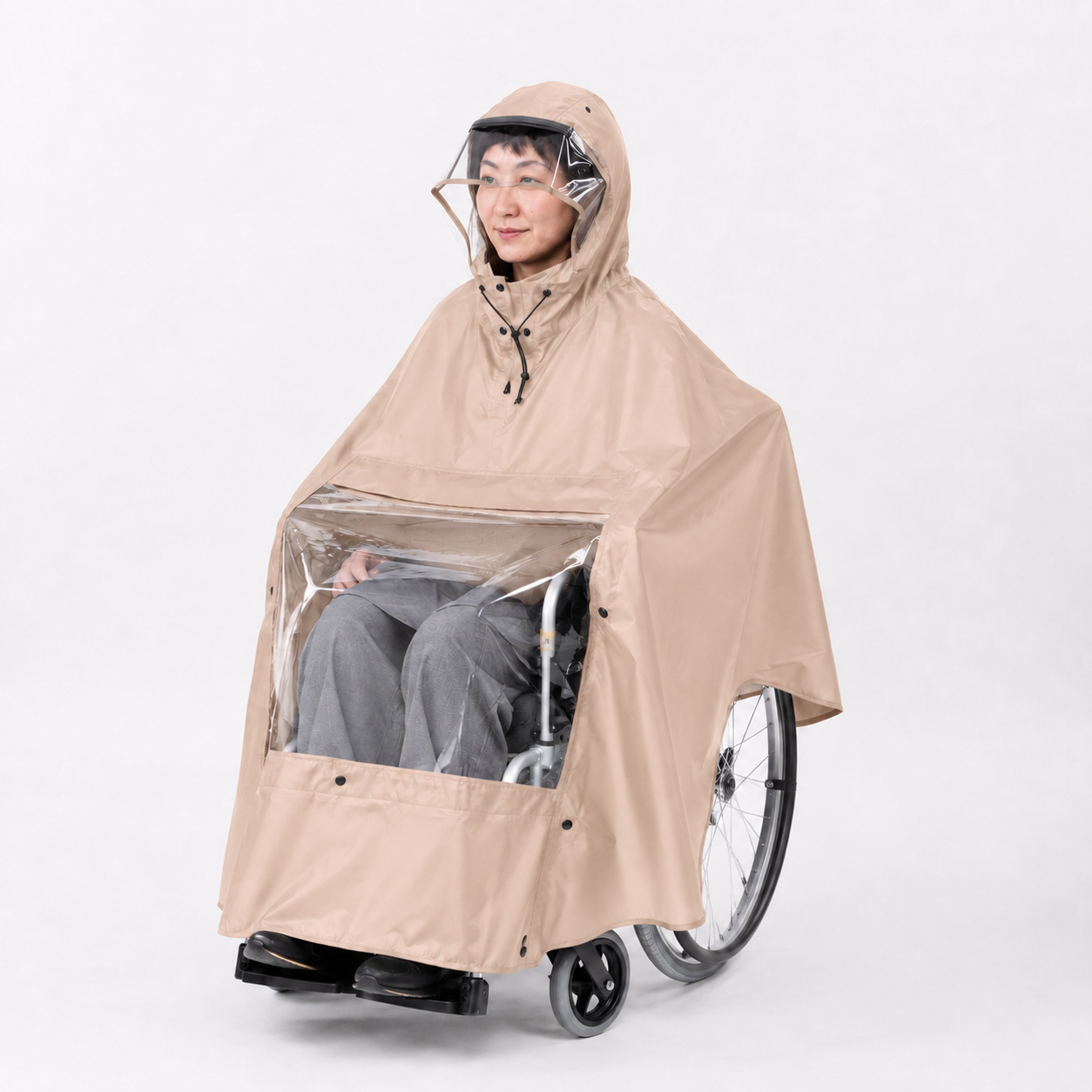 【Drop-shipping 代理店様向け】[ケアウィル] 車椅子利用者用レインウェア ポンチョ（全かぶり）式